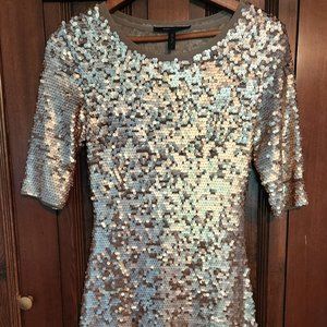 BCBG MaxAzria Gold Sequined Dress